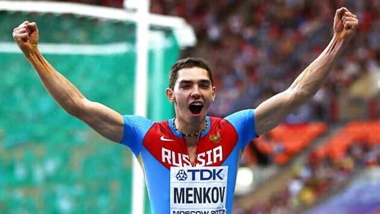 Aleksandr Menkov wins the men's long jump in Moscow