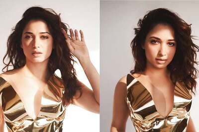 Sexy! Tamannaah Bhatia Flaunts Her Curves in Bold Black And Gold Dress, See Hot Pics
