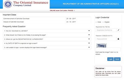 OICL AO Prelims Admit Card 2017 Available at orientalinsurance.org.in; Check Direct Link, October 22nd Exam Date