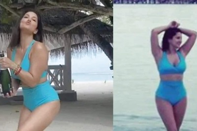 Sunny Leone Shares Hot Pictures in Blue Bikini From Maldives
