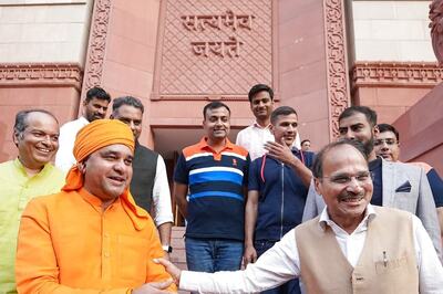 'CM Ban Rahe Hain Na...': Cong's Adhir Ranjan Shares Fun Moment With BJP MP Mahant Balaknath | Watch