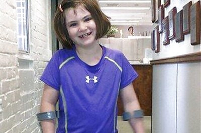 7-year-old Boston bomb survivor using prosthetic leg