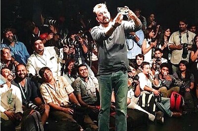 Sanjay Dutt clicks selfie with the photographers at Lakme Fashion Week