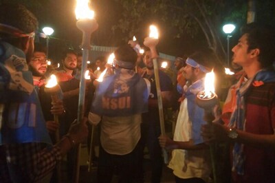 NSUI Carries Out 'Mashaal March' for Peace at DU