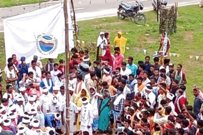 Tribal Community In Bastar Protest Against Bodhghat Project To Mark World Tribal Day