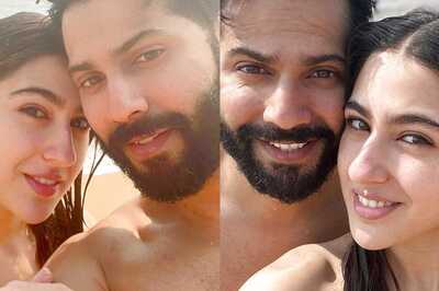Varun Dhawan Goes Shirtless, Sara Ali Khan Slips Into Red Hot Swimsuit As They Hit The Beach
