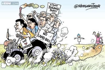 Cartoon of the day: Opposition protest against Land Acquisition Bill