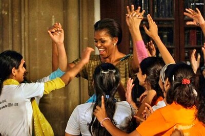 Michelle danced with disadvantaged Mumbai kids