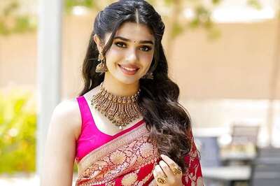 Actress Krithi Shetty Serves Regal Elegance In A Magenta-pink Banarasi Saree