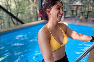 Ira Khan Takes a Break by Dipping Into the Pool in Black and Yellow Bikini