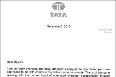 Tata's open letter to Rajeev Chandrasekhar