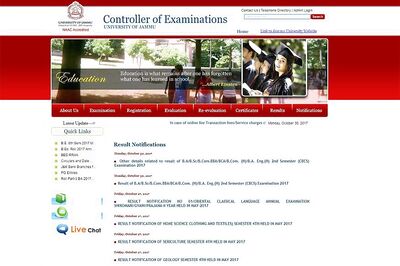 Jammu University CBCS Degree 2nd Semester Exam Results 2017 Released at coeju.com