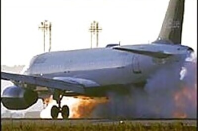 US Jet catches fire during servicing