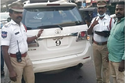 Toyota Fortuner With Faulty Number Plate Asked to Fix It On Spot by Hyderabad Traffic Police