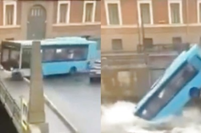 Caught On Cam: Three Killed As Bus Falls Into River In Russia's St Petersburg