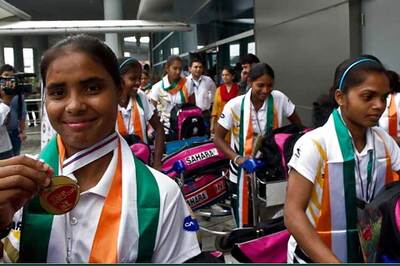 Indian women's hockey team arrive home to a grand welcome