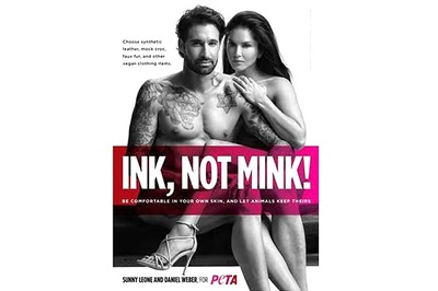 Sunny Leone-Daniel Weber Wear Just a Little More Than Tattoos As They Promote Animal-Free Fashion