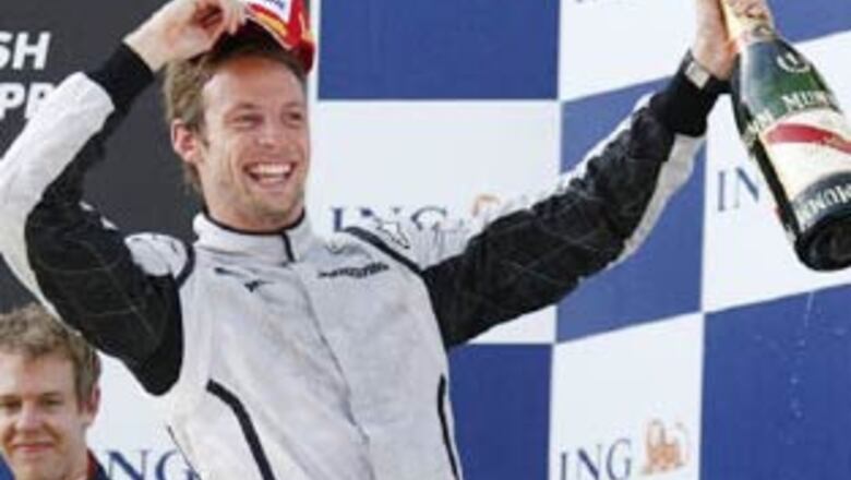 Button celebrates sixth win in seven races
