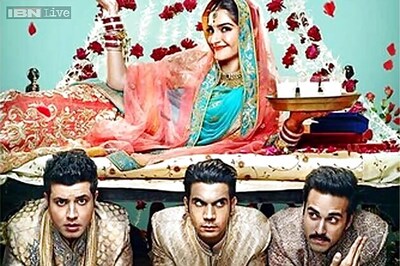 'Dolly Ki Doli': The second poster features bride Sonam Kapoor in bed, with her three grooms waiting under it