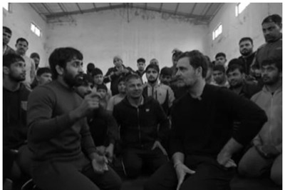 Rahul Gandhi Meets Wrestler Bajrang Punia and Other Wrestlers, Shows Jiu-jitsu Skills