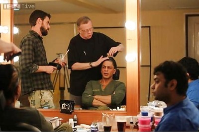 Snapshot: Shah Rukh Khan seen getting his first look in 'Fan' from Oscar winning make-up artiste Greg Cannon