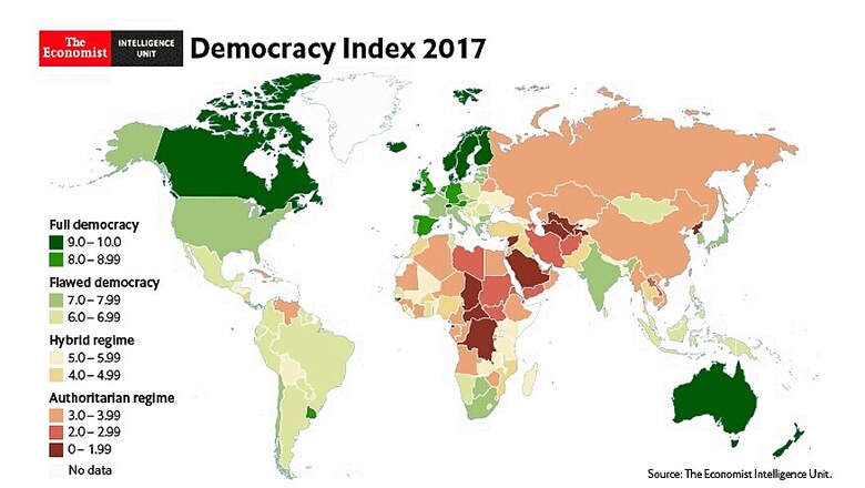 India Slips to 42nd Place on EIU Democracy Index; US at 21st