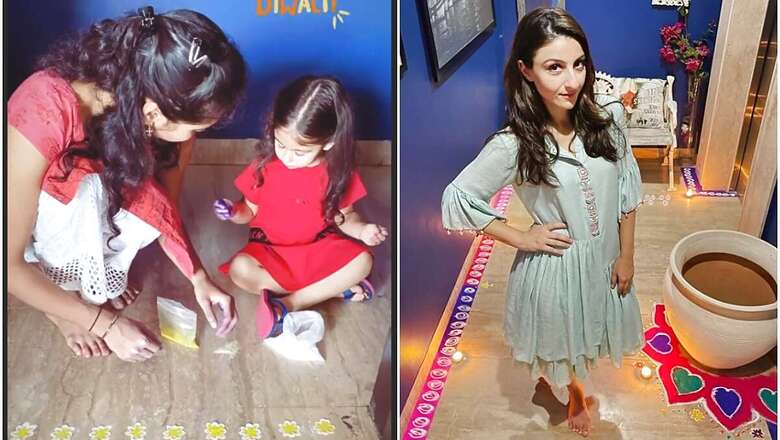 Soha Ali Khan Shares Cute Glimpse of Daughter Inaaya Busy Making Rangoli at Home