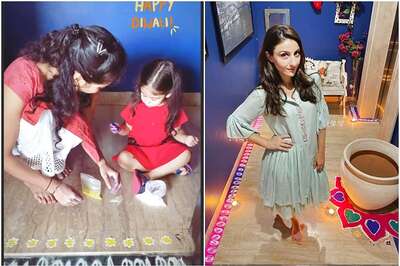 Soha Ali Khan Shares Cute Glimpse of Daughter Inaaya Busy Making Rangoli at Home