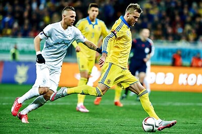 Ukraine beat Slovenia 2-0 in 1st leg of Euro 2016 playoff