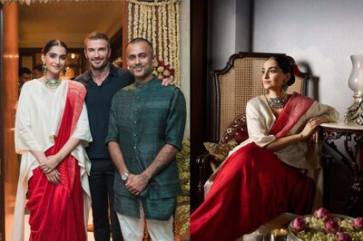 Sonam Kapoor Looked Ethereal In A Red Saree As She Hosted David Beckham For A Diwali Party, See Pics