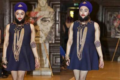 Bearded model Harnaam Kaur walks the ramp for Marianna Harutunian at Royal Fashion Day