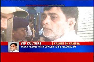 Female security officer stops Ram Kripal Yadav from entering Patna airport through exit gate